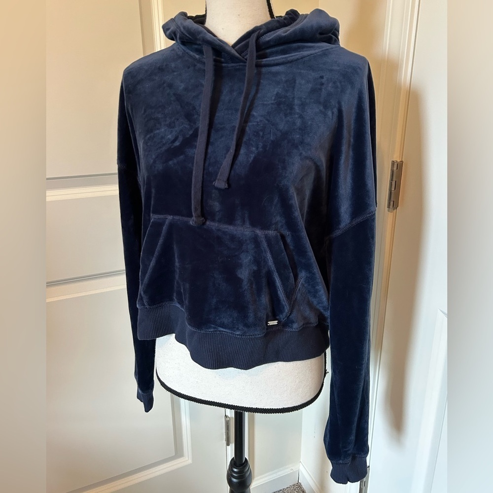 Hollister velvet blue cropped hoodie